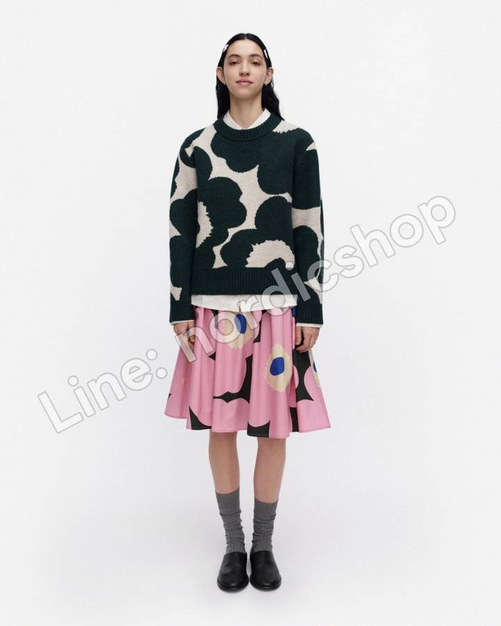 Marimekko RWS Virtaus Unikko 針織上衣・深綠、米白