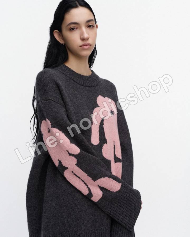 Marimekko Kartakteri Kukkahattu 針織上衣・深灰、粉紅（4）