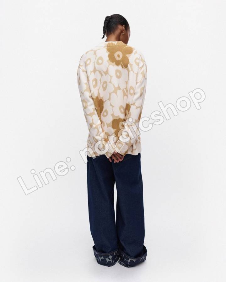Marimekko Puuteri Unikko Kioski 針織上衣・米白、米色、棕色(3)
