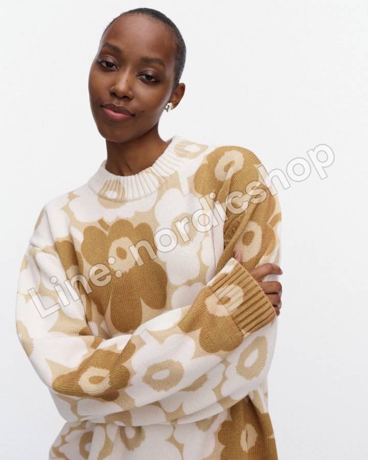 Marimekko Puuteri Unikko Kioski 針織上衣・米白、米色、棕色(4)