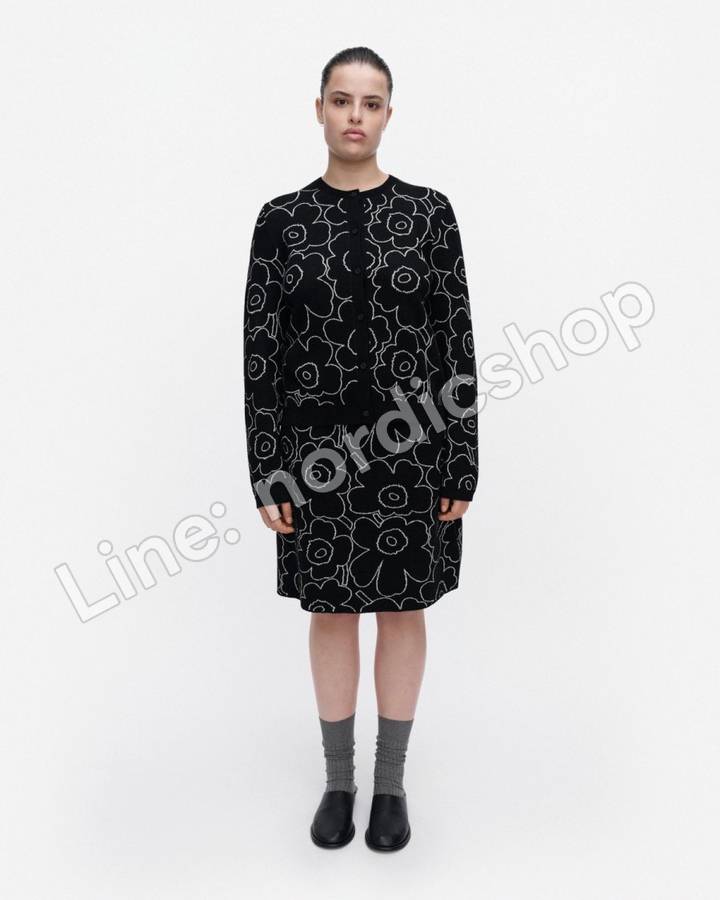 Marimekko Villi Piirto Unikko 針織外套・黑色、米白（2）