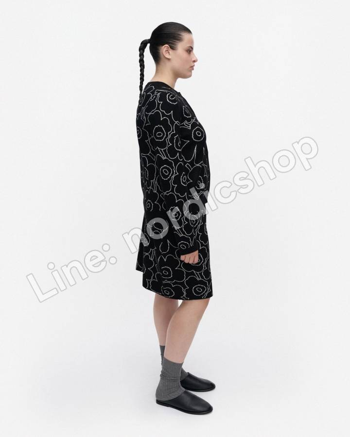 Marimekko Villi Piirto Unikko 針織外套・黑色、米白（3）