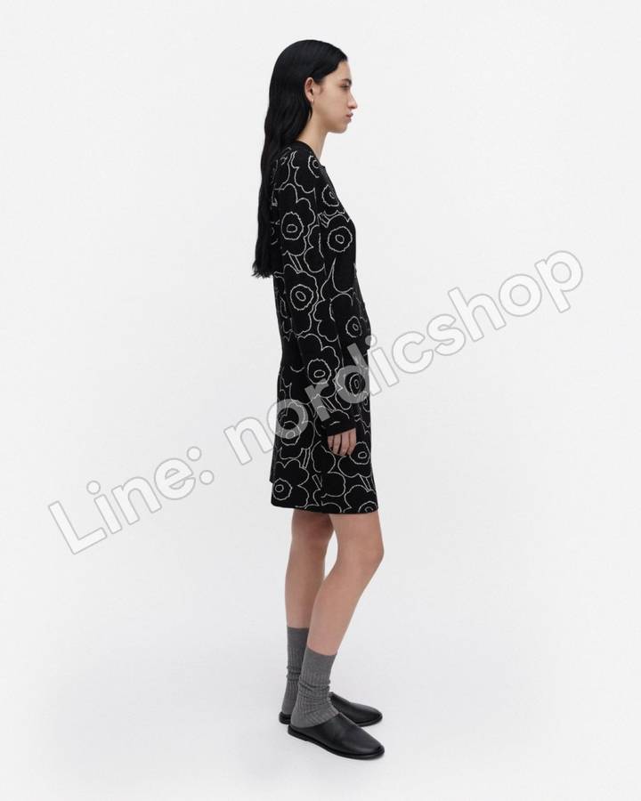 Marimekko Villi Piirto Unikko 針織外套・黑色、米白（4）