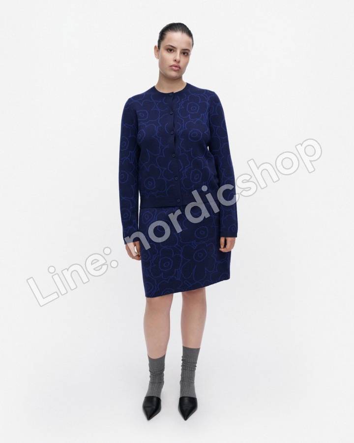 Marimekko Villi Piirto Unikko 針織外套・深藍、亮藍（2）