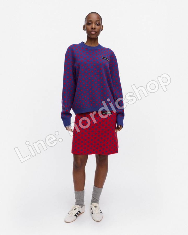 Marimekko RWS Lepoilu Pallo Kioski 針織上衣・藍色、紅色