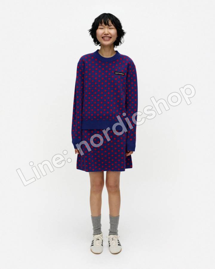 Marimekko RWS Koillis Pallo Kioski 針織裙・藍色、紅色