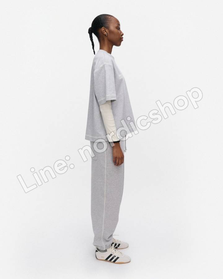 Marimekko Pyörteet Logo placement Kioski T恤・麻灰、米白（2）