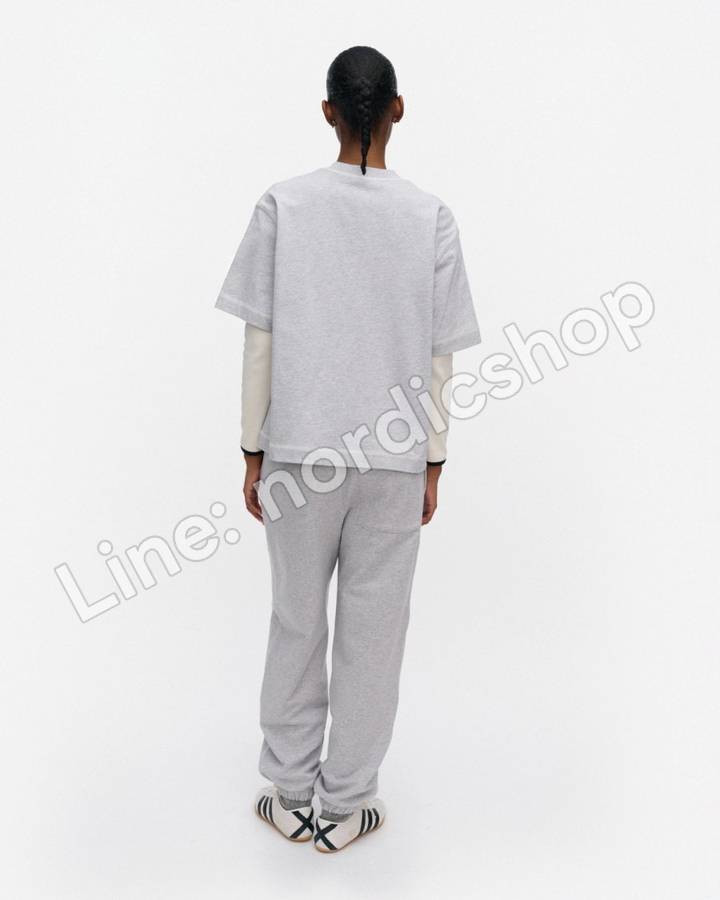 Marimekko Pyörteet Logo placement Kioski T恤・麻灰、米白（3）
