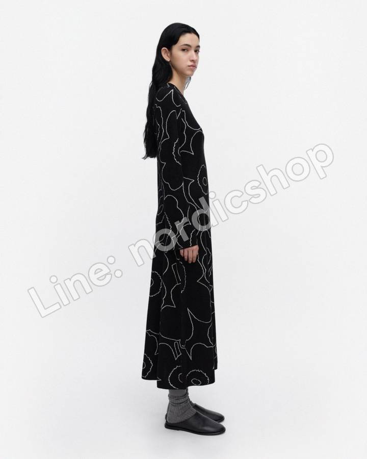 Marimekko Takaisin Piirto Unikko 針織洋裝・黑色、米白（2）