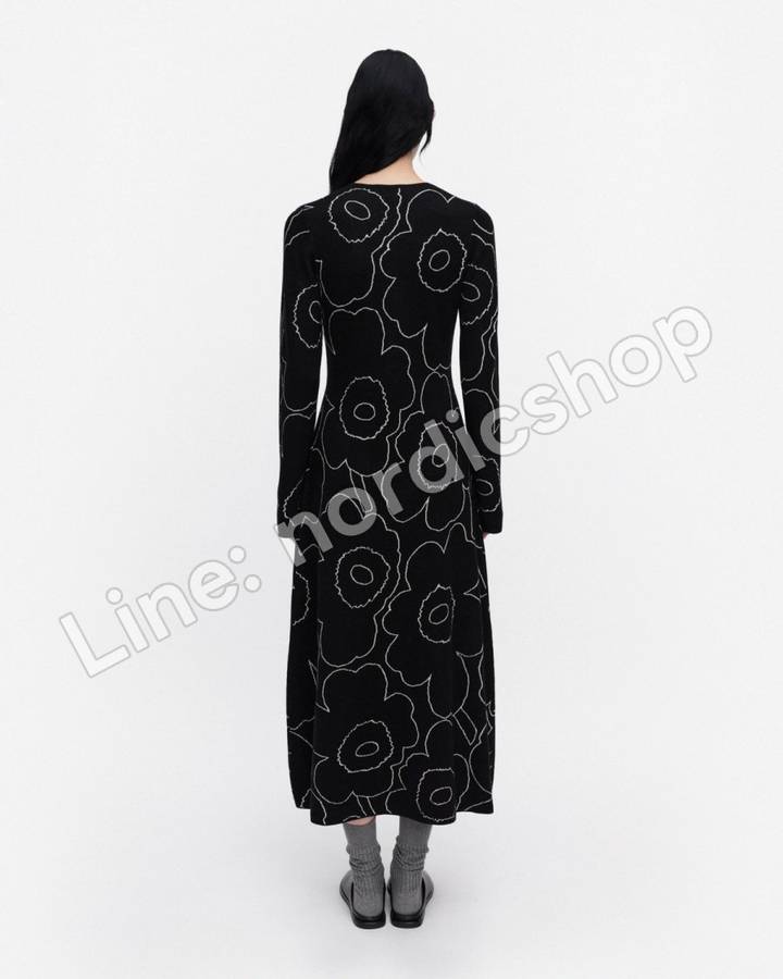 Marimekko Takaisin Piirto Unikko 針織洋裝・黑色、米白（3）