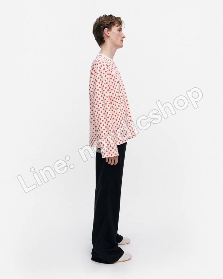 Marimekko Nippa Pallo Kioski 針織棉上衣・米白、紅色（2）