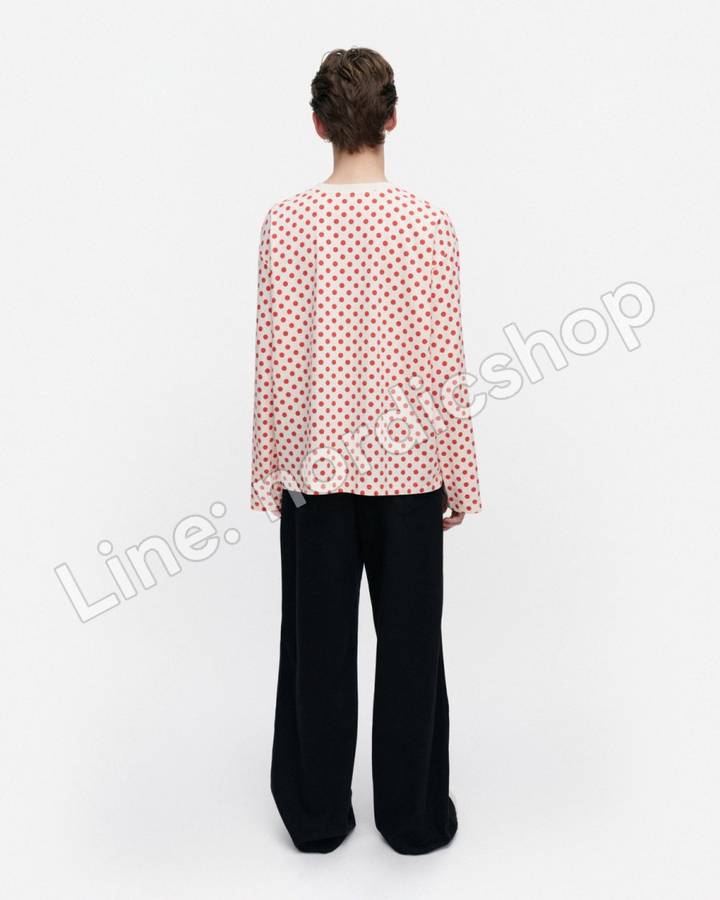 Marimekko Nippa Pallo Kioski 針織棉上衣・米白、紅色（3）