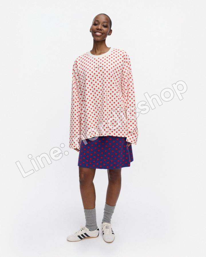 Marimekko Nippa Pallo Kioski 針織棉上衣・米白、紅色