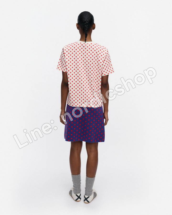 Marimekko Verkko Pallo Kioski T恤・米白、紅色（3）
