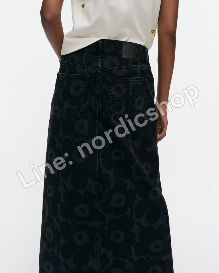 Marimekko Maridenim Kuvastuma Unikko 牛仔裙・水洗黑（4）