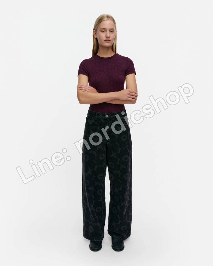 Marimekko Maridenim Loose Unikko 牛仔褲・水洗黑