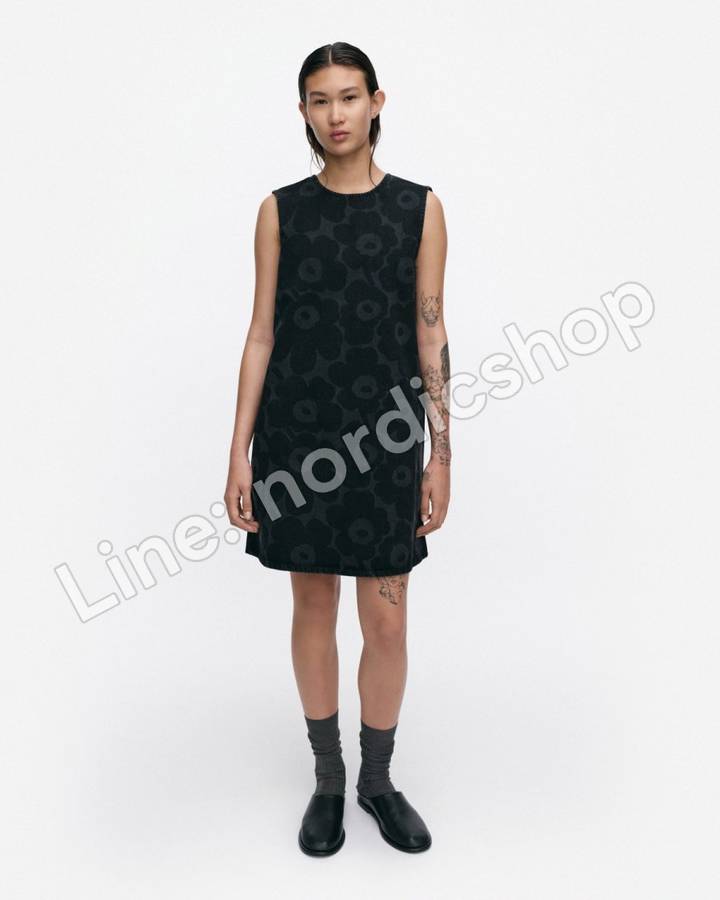 Marimekko Maridenim Somasti Unikko 牛仔洋裝・水洗黑