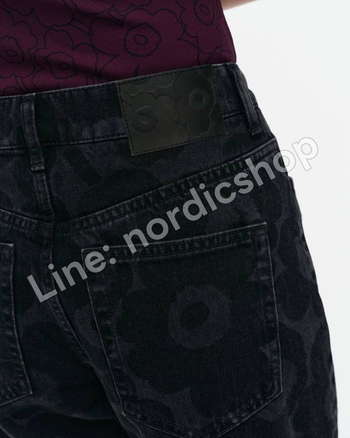 Marimekko Maridenim Barrel Unikko L 牛仔褲（長版褲長）・水洗黑（4）