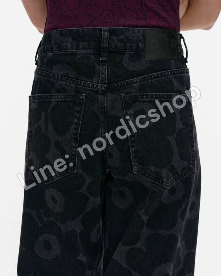 Marimekko Maridenim Loose Unikko L 牛仔褲（長版褲長）・水洗黑（2）