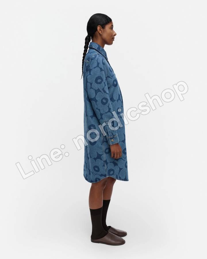 Marimekko Maridenim Näkemys Unikko 牛仔洋裝・靛藍（2）