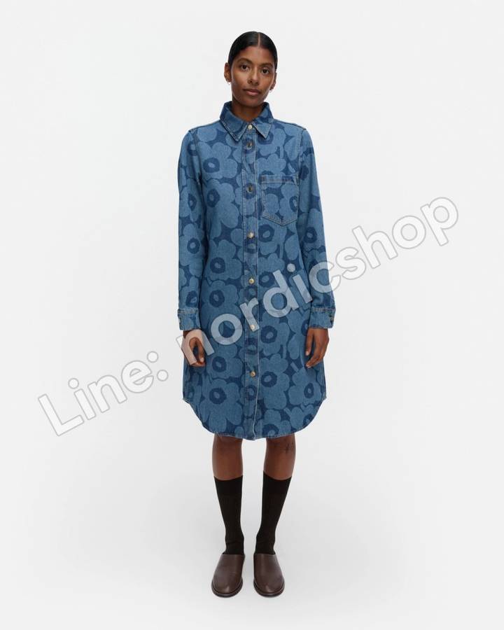 Marimekko Maridenim Näkemys Unikko 牛仔洋裝・靛藍