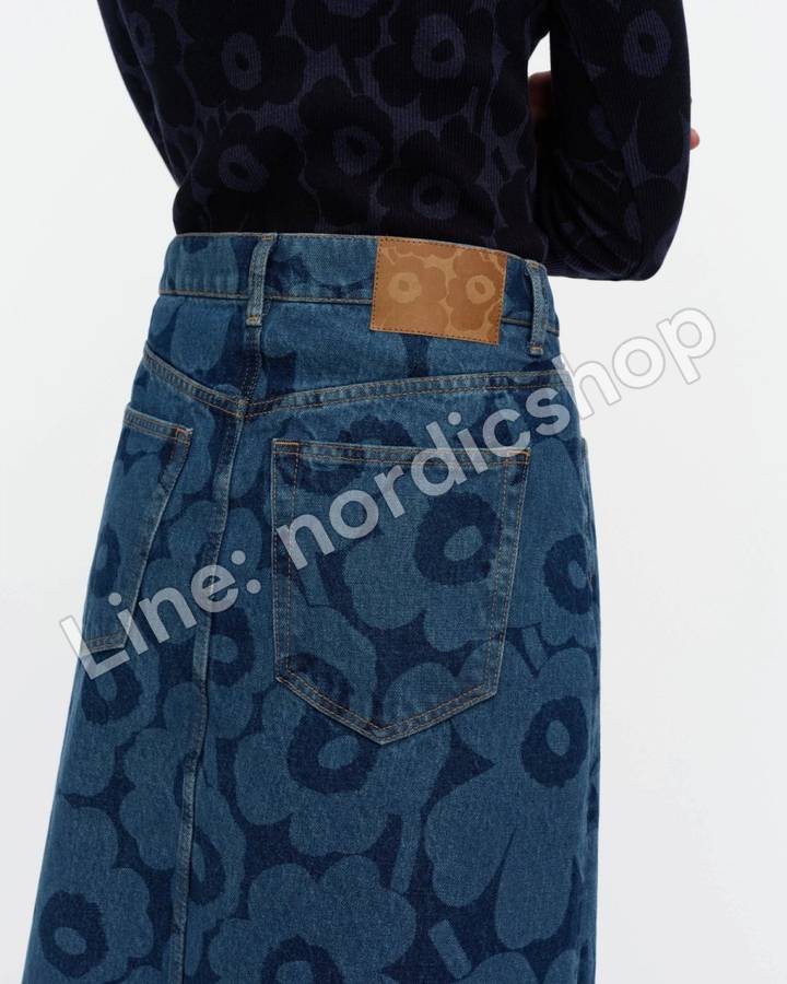 Marimekko Maridenim Kuvastuma Unikko 牛仔裙・靛藍（4）