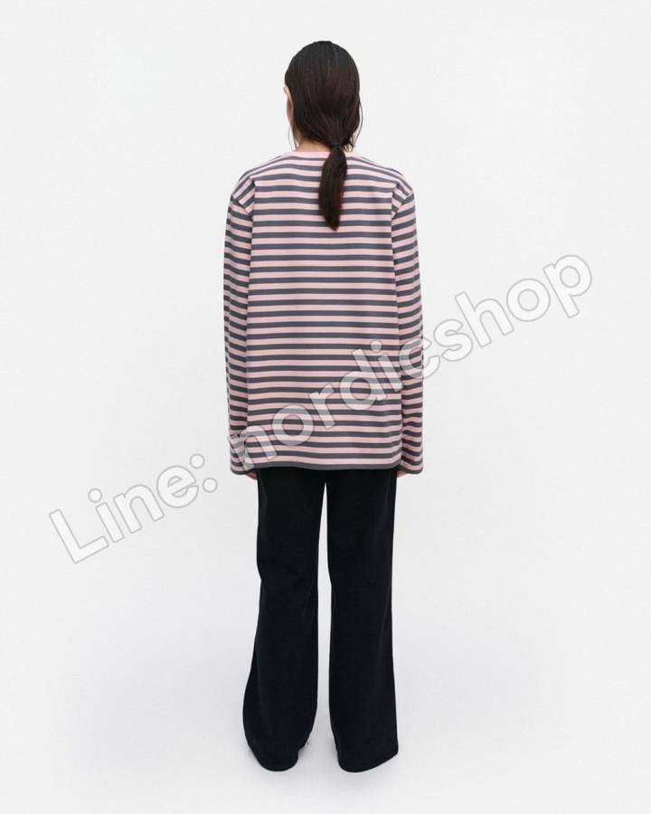 Marimekko Tasaraita Unisex Unikko Kioski 針織棉上衣・粉紅、深灰（3）