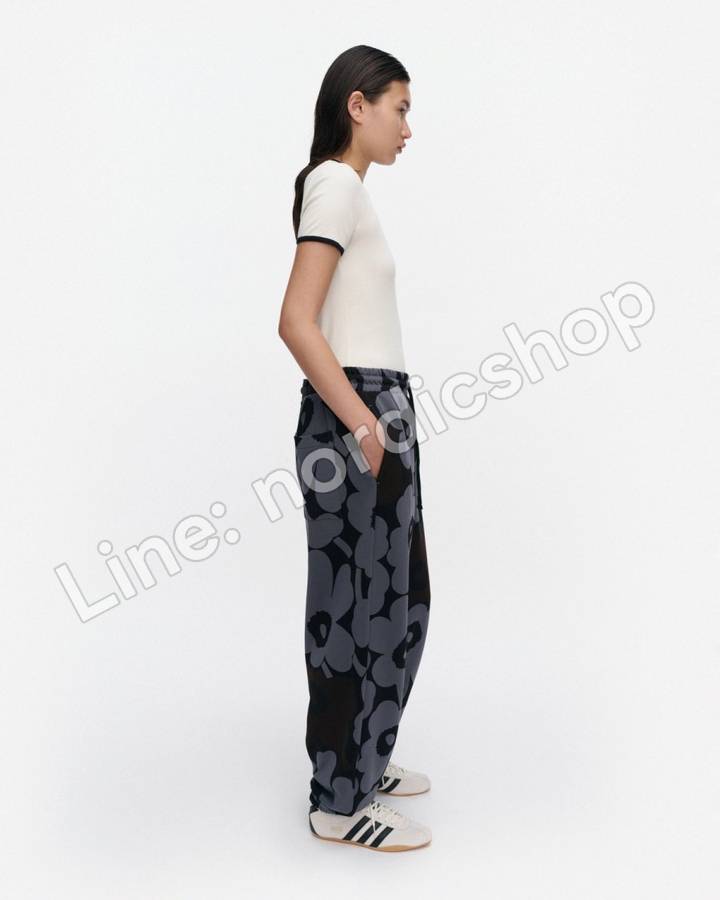 Marimekko Joggerit Pieni Unikko Kioski 棉質休閒褲・黑色、灰色、深棕（2）