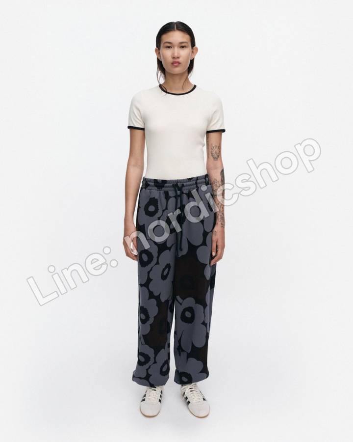 Marimekko Joggerit Pieni Unikko Kioski 棉質休閒褲・黑色、灰色、深棕