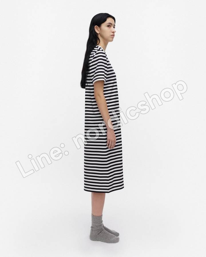 Marimekko Hetta II Tasaraita 睡裙・白色、黑色（2）