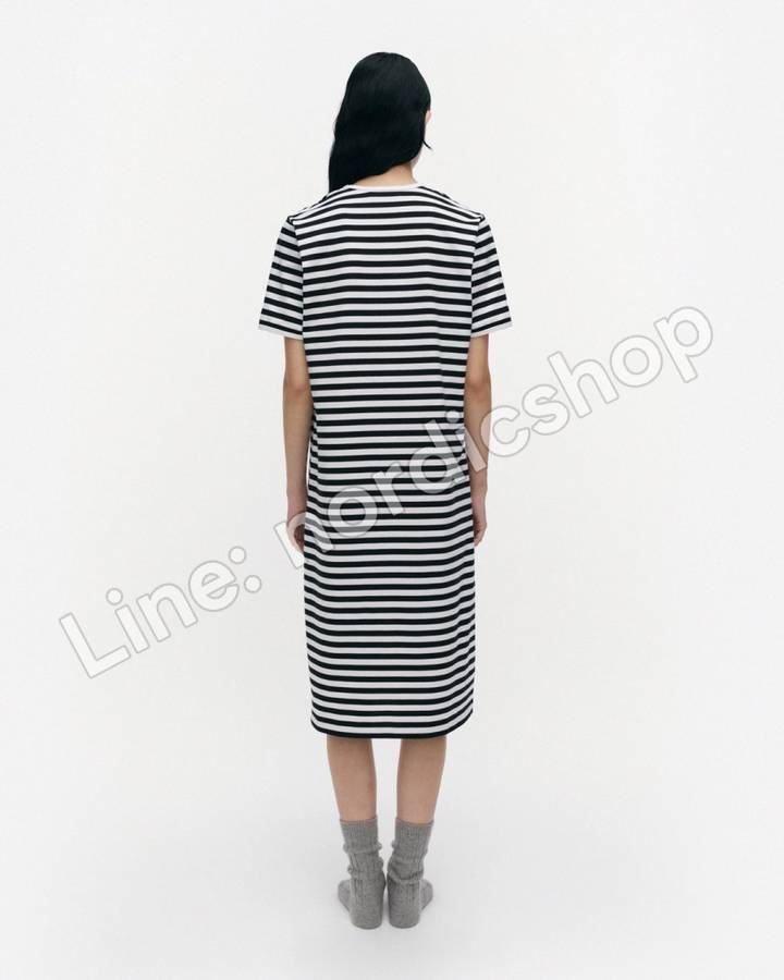 Marimekko Hetta II Tasaraita 睡裙・白色、黑色（4）