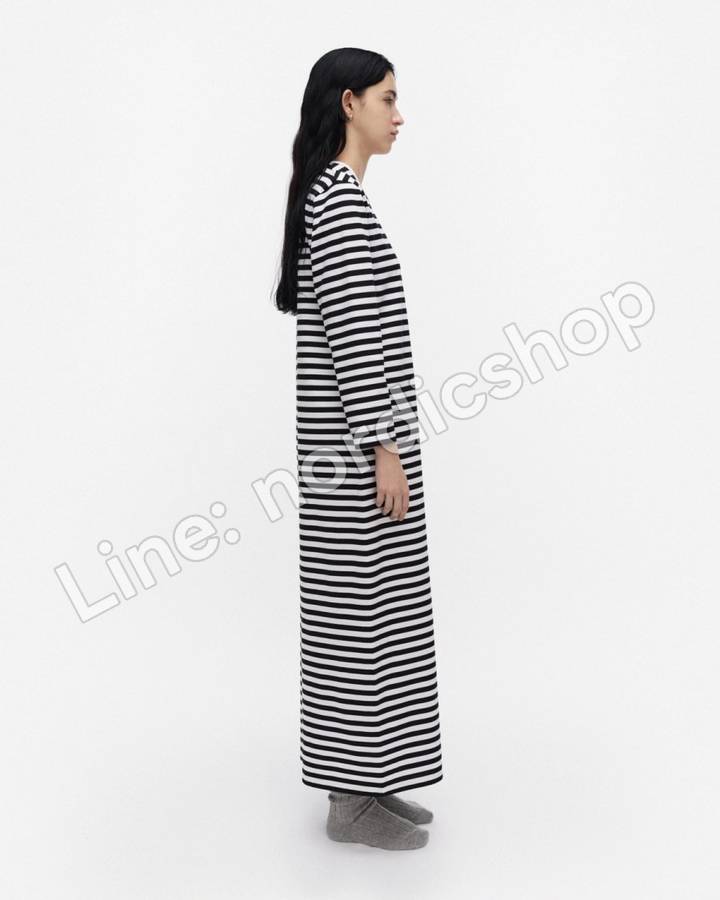 Marimekko Katju Tasaraita 睡裙・白色、黑色（2）