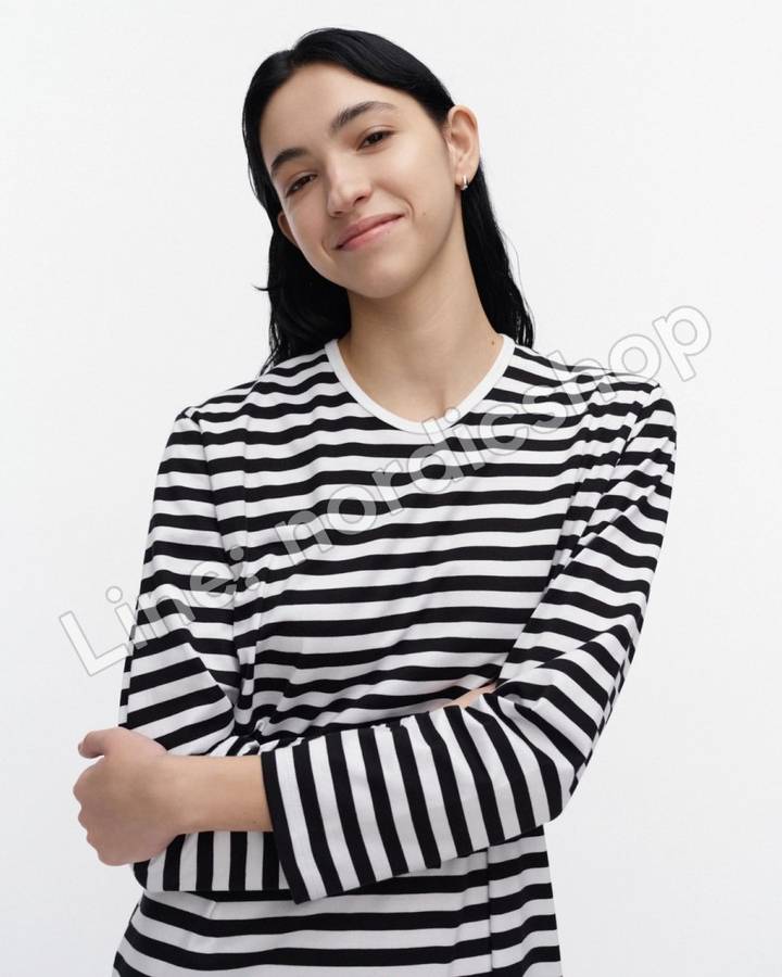 Marimekko Katju Tasaraita 睡裙・白色、黑色（4）