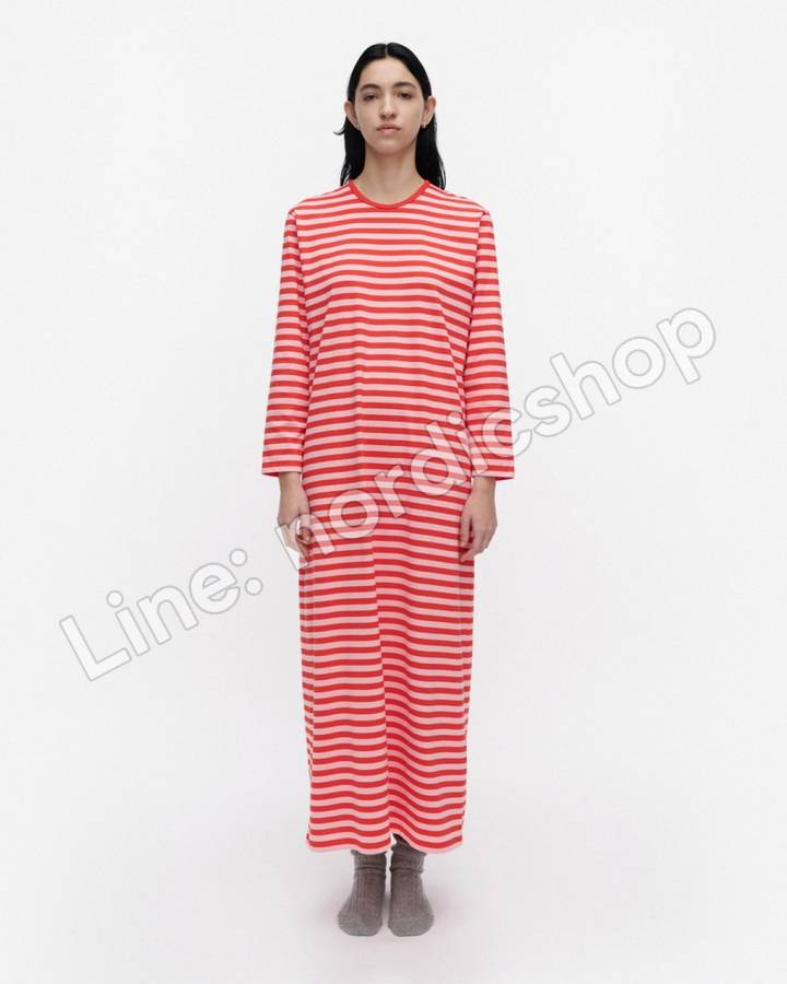 Marimekko Katju Tasaraita 睡裙・紅色、粉紅