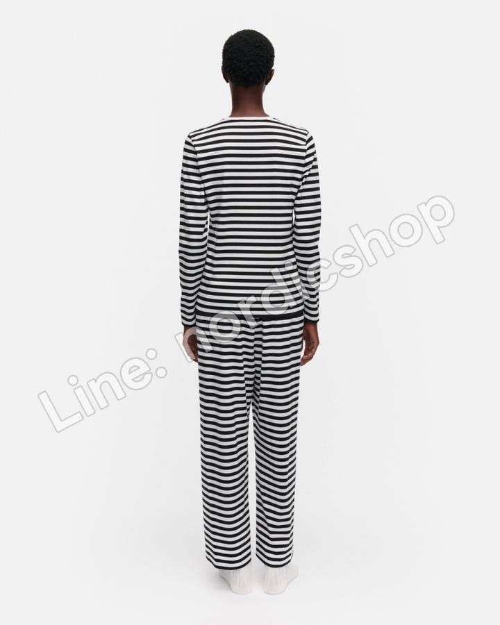Marimekko Mari Tasaraita 針織棉上衣・白色、黑色（3）