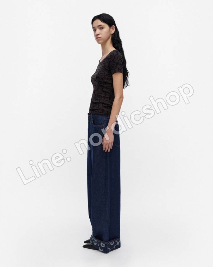 Marimekko Liituma Unikko 羊毛羅紋T恤・黑色、深灰（2）