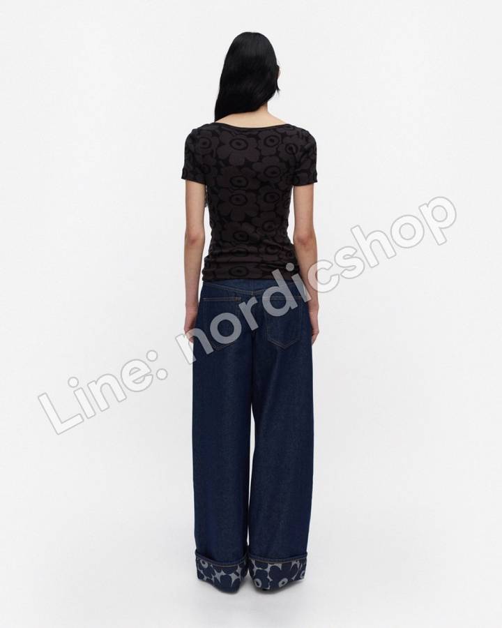 Marimekko Liituma Unikko 羊毛羅紋T恤・黑色、深灰（3）