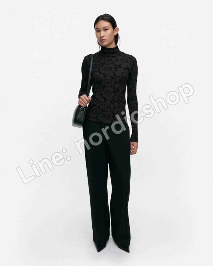Marimekko Vilpotus Unikko 高領上衣・黑色、深灰