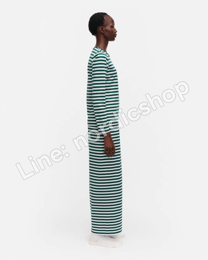 Marimekko Mari Tasaraita 針織棉上衣・深綠、米白（2）