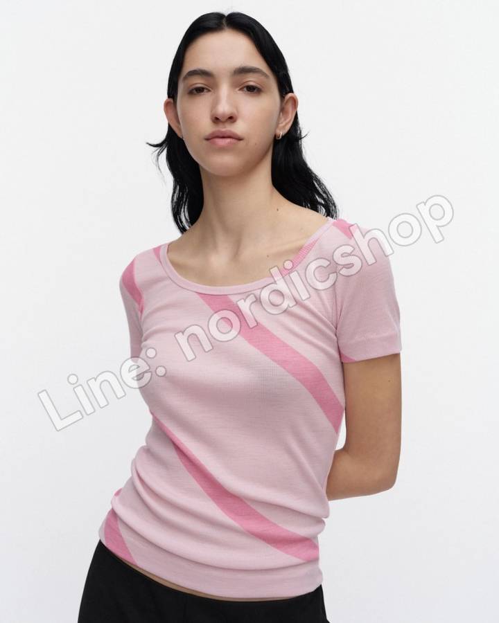 Marimekko Liituma Basso 羊毛羅紋T恤・粉紅、玫瑰粉（4）