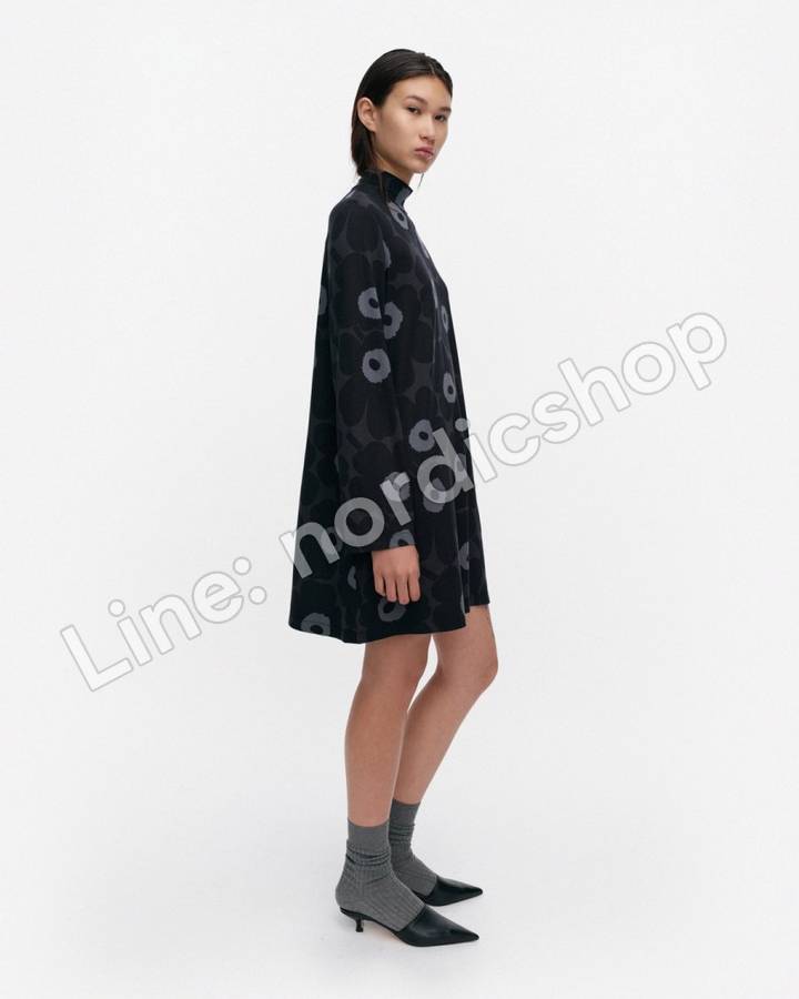 Marimekko Tuskin Unikko 針織棉洋裝・黑色、深灰、灰色（2）