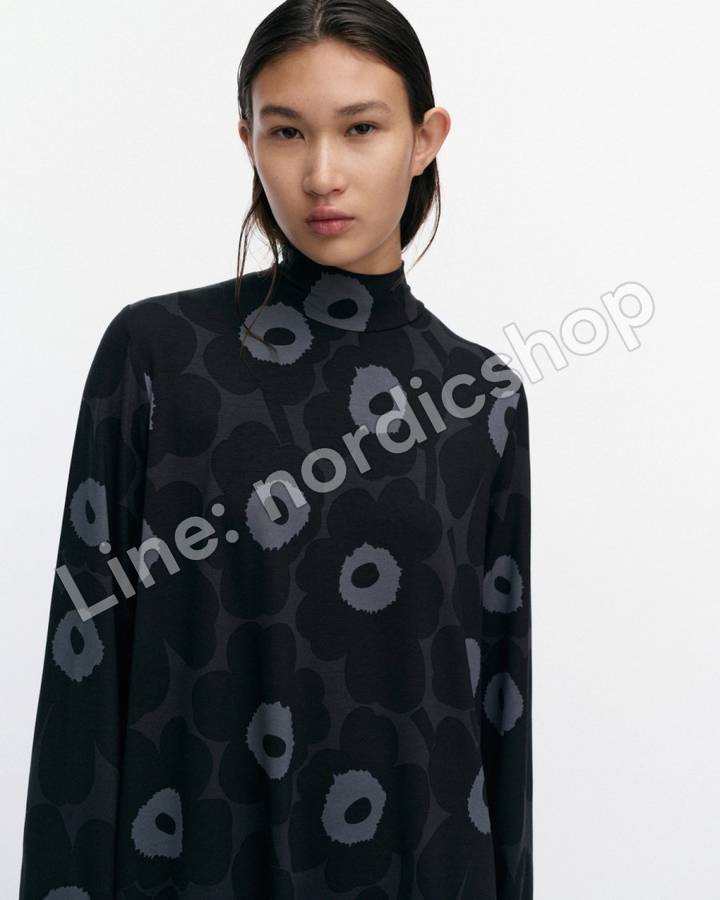 Marimekko Tuskin Unikko 針織棉洋裝・黑色、深灰、灰色（4）