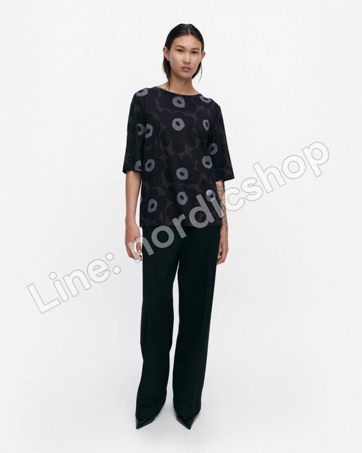 Marimekko Kollaasi Unikko T恤・黑色、深灰、灰色