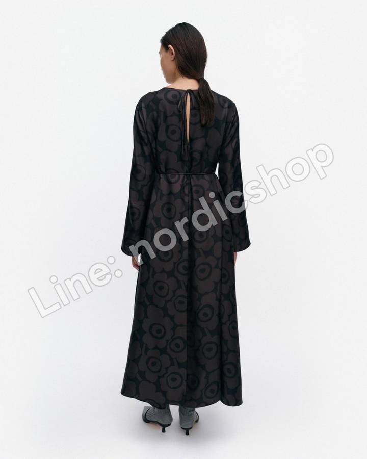 Marimekko Keskenään Unikko 絲質洋裝・黑色、深灰（3）