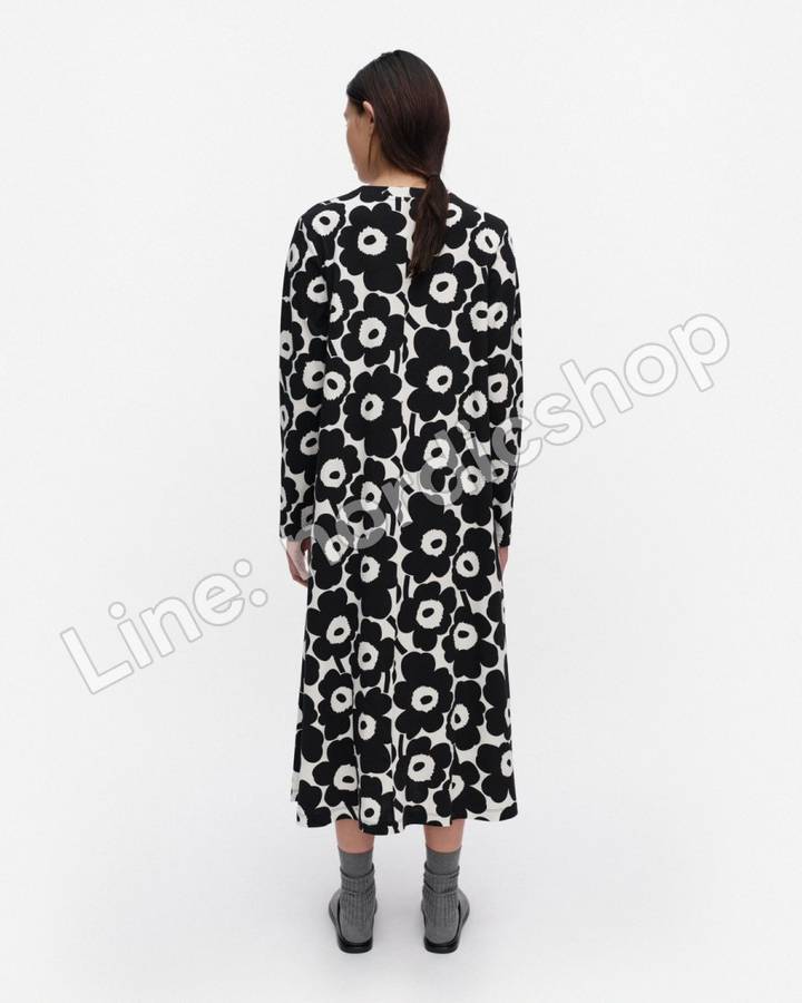 Marimekko Hujanhajan Unikko 針織棉洋裝・黑色、米白（3）