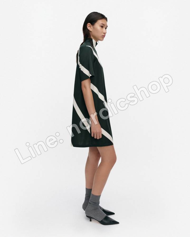 Marimekko Kyhätä Basso 針織棉洋裝・深綠、米白（2）