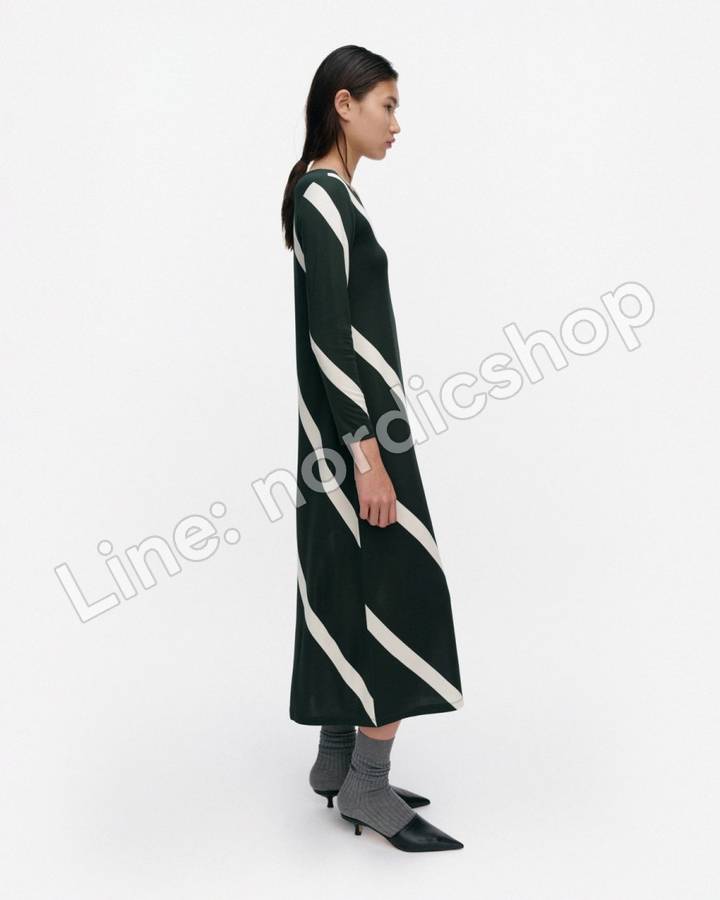 Marimekko Kasata Basso 針織棉洋裝・深綠、米白（2）