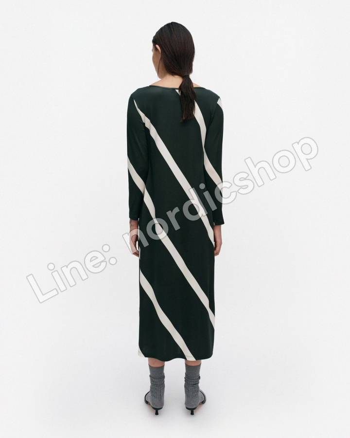 Marimekko Kasata Basso 針織棉洋裝・深綠、米白（3）