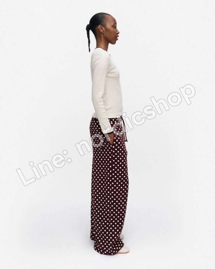 Marimekko Naturaali Pallo Kioski 長褲・酒紅、米白(2)