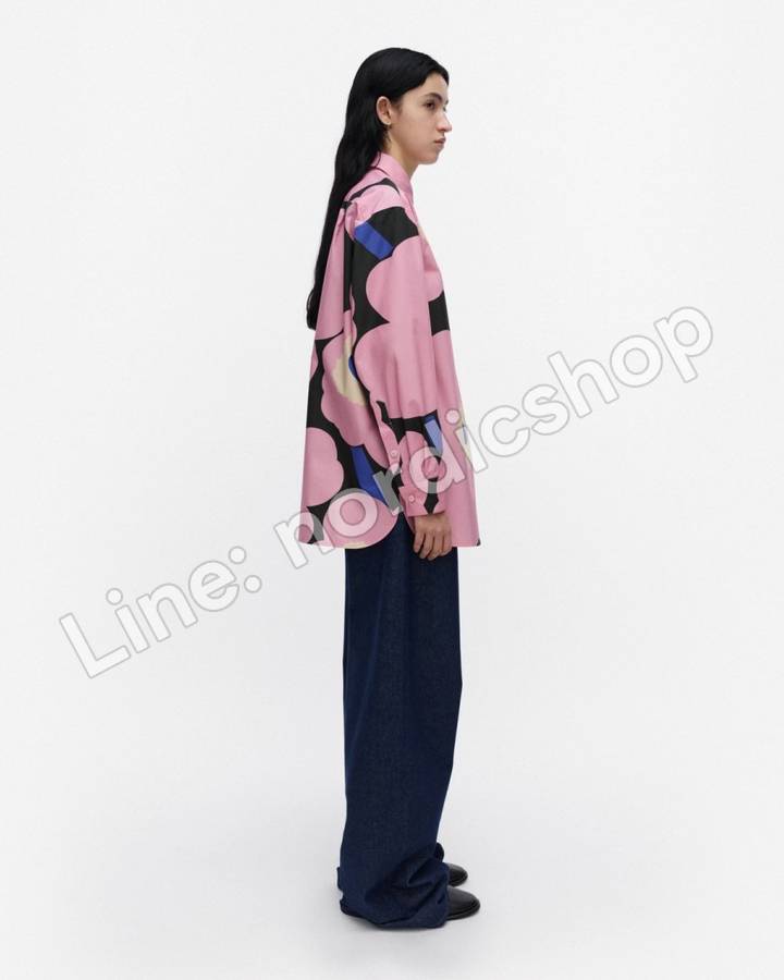 Marimekko Ruoste Unikko 襯衫上衣・粉紅、綠色、藍色（2）